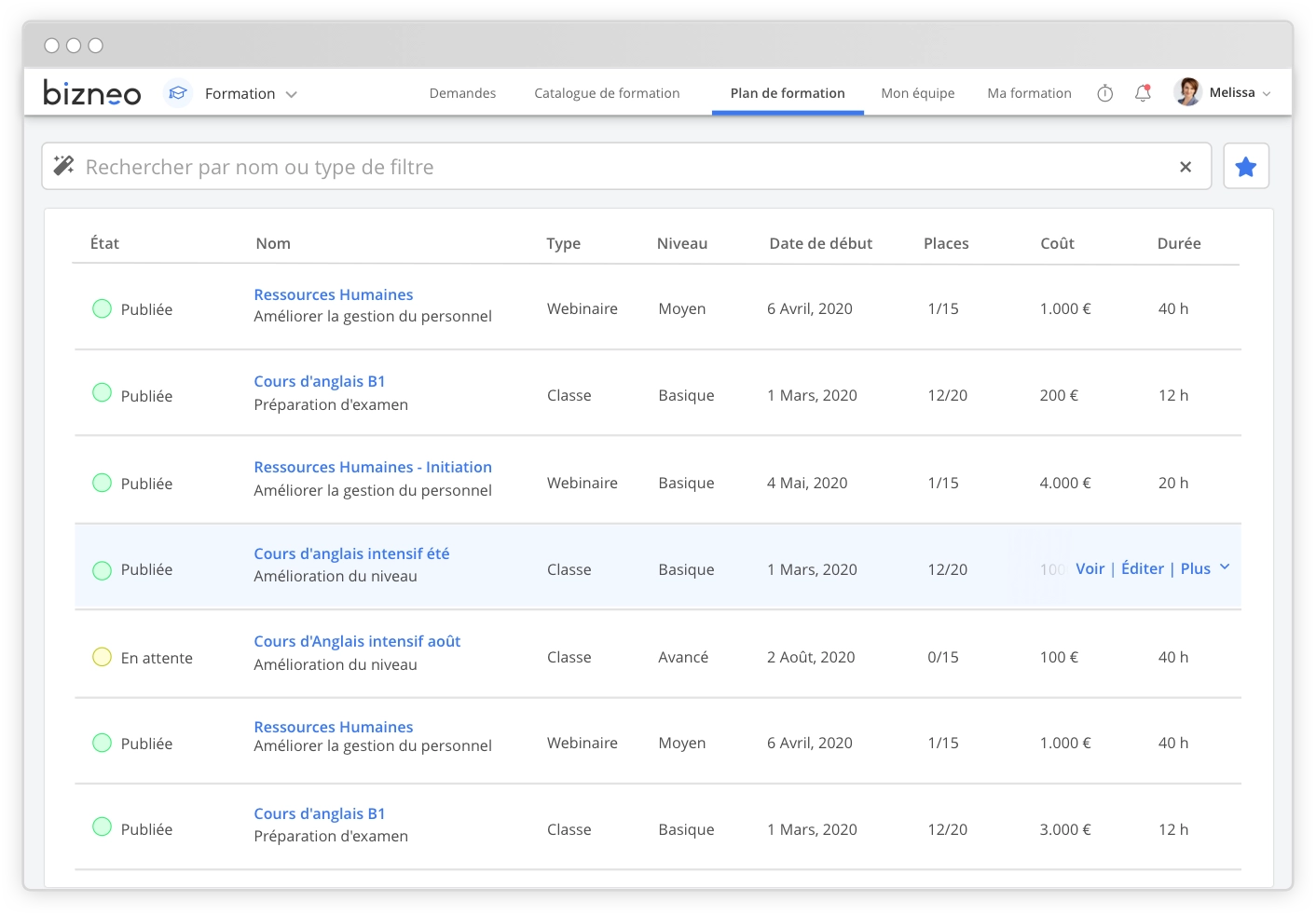 Logiciel de Gestion de la Formation