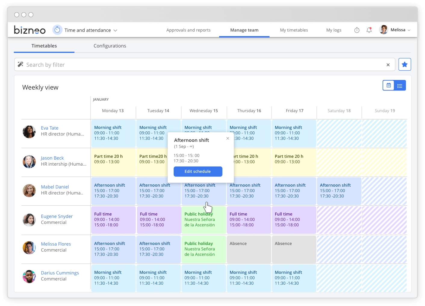 work shift calendar