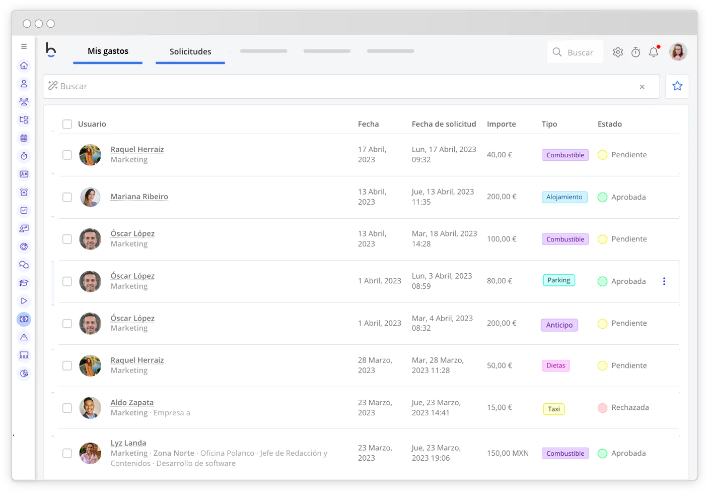 Software de gestión de gastos de empleados